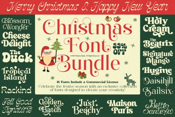 Christmas Bundle Festive Holiday Fonts for Professional Branding